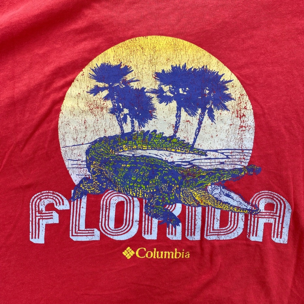 Columbia T-Shirt Mens Medium Red Florida Alligator Short Sleeve Graphic Tee